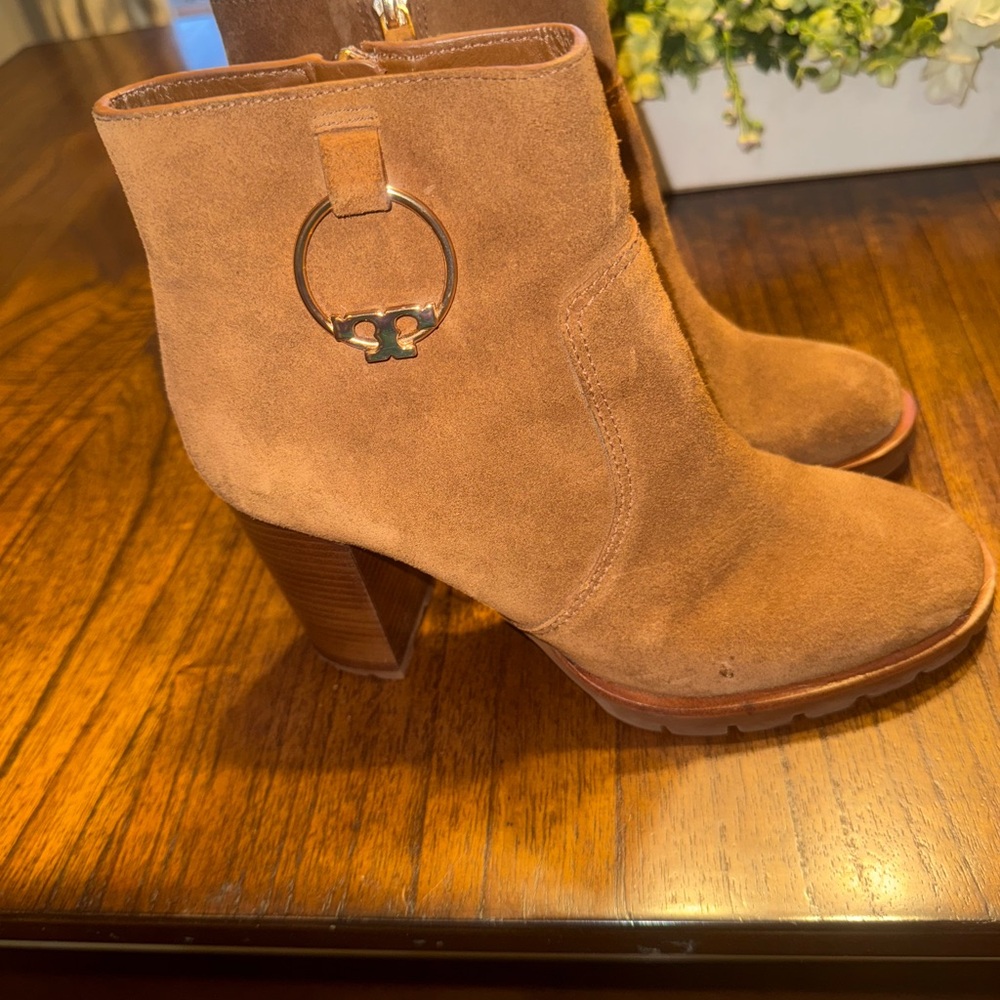 Tory Burch Tan Suede Ankle Booties